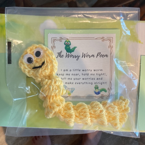SPECIAL 2 for $25 Handmade 8” wiggly Worry Worm with Poem Amigurumi - Picture 4 of 16